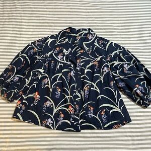 Anthropologie Maeve Navy Floral Blouse